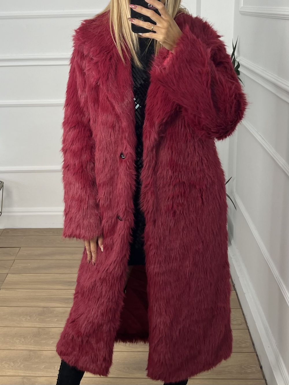 Glow Fashion Long Fur Coat Magenta