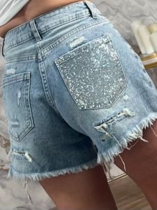 Strassed Pocket Denim Shorts-317-2/Blue