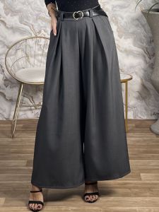 Super Wide Belt Pants-3263/Grey