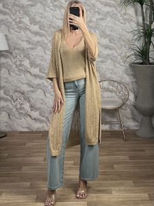 Net Lurex Long Kimono/Gold
