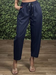 Alladin Highwaist Striped Pants/Navy Blue