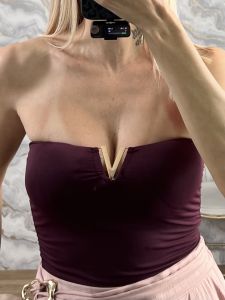Strapless GoldVe Top-14876/Burgundy