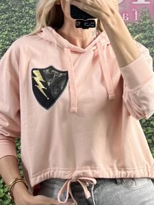 Cropped Cotton Print Sweatshirt/Pink