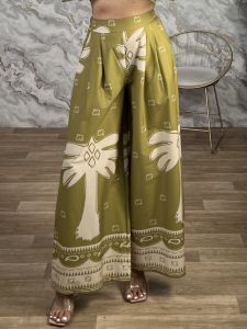 Cotton WIdeleg Boho Pants-17262/Lime