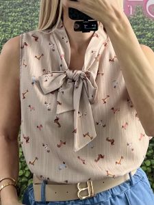 Bow&Dogs Viscose Top/Beige