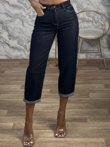 Highwaist Denim Pants-712-222/Dark Blue