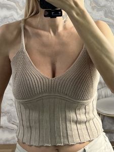 Knitted Cotton Top-901/Beige
