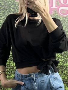 Bow Crop Sweatshirt/Black
