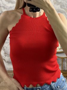 Knitted Top ZicZac Shoulders/Red