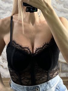 Corset Lace Top-6348/Black