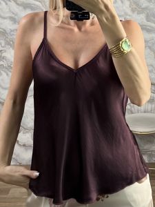 Satin Sleeveless Top-22943/Burgundy