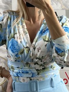 Elastic Bodysuit GLOW-Roses/Ciel