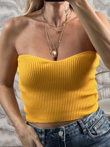 Knitted Strapless Top/Orange