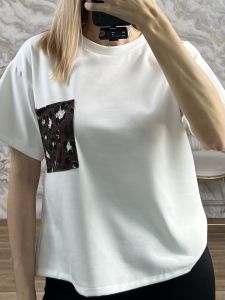 ZZ  Leopard Pocket T-Shirt/White