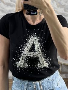 ZZ T-Shirt A Pearls&Strass-8858/Black