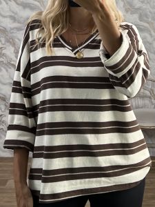 Striped Ve Cotton Top-25422/Chocolat&Vanilla