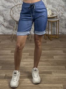 Elastic Drawstring Shorts-One Size/Blue