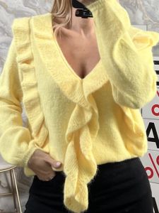 Ruffles Wool Knitted Top/Yellow