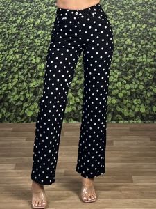 Polka Dot Denim Pants/Black