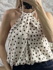 HalterNeck Polka Dot Top/Vanilla