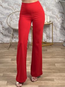Elastic Cabbana HighWaist Pants/Red