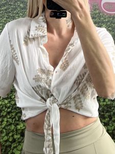 ShortSleeves Golden Leaves Shirt/White