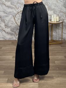 Satin Highwaist Pants-18198/Black