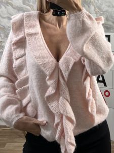 Ruffles Wool Knitted Top/Pink