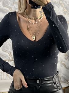Strass Ve Bodysuit-3592/Dark Grey
