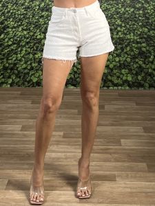 Strassed Denim Shorts-2260/White