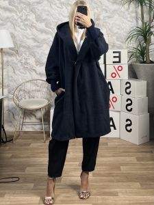 Soft Oversized Hood Coat/Navy Blue