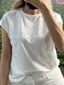 Strass Sleeveless T-Shirt-2520/White