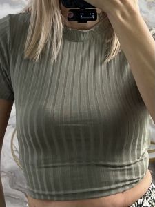 Viscose Elastic Ribbed Top/Khaki