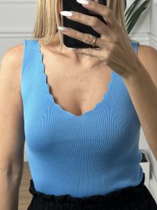 Knitted ZicZac Top/Light Blue