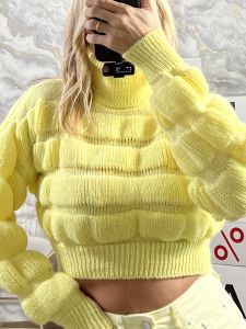 Bubble TurtleNeck CropTop/Yellow