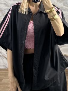 DoubleStripe Cotton Shirt/Black