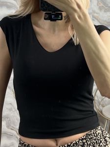 Sleeveless Mono Viscose Top/Black