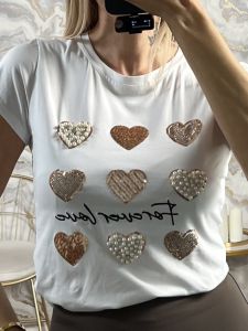  Hearts Forever Love T-shirt/White