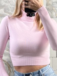 Viscose TurtleNeck CropTop/Pink