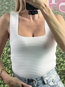 Knitted Ribbed Top/White