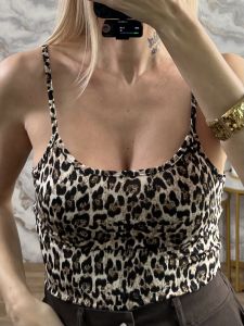 Elastic Thin Straps Top-5236/Leopard