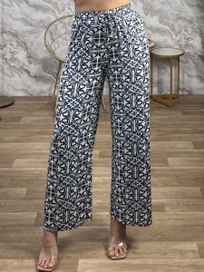 Cotton Elastic Highwaist Pants-1336/Blue