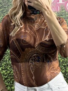 C-Through Paisley Top/Chocolat
