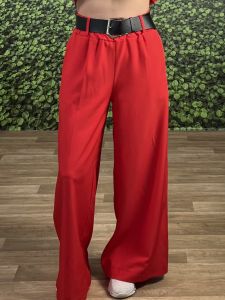 Wide Belt Pants-18627/Red