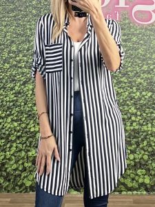 Viscose Striped Shirt/Deep Blue