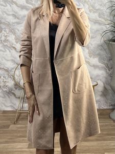 Σακάκι Suede Strass/Beige