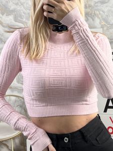 Meander Cropped Sweater/Pink
