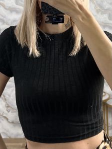 Viscose Elastic Ribbed Top/Black