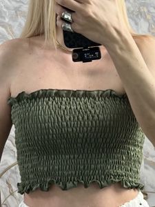 Wasp Nest Strapless Top-NEW/Khaki