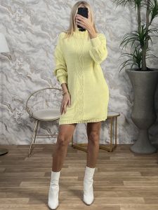 Mini Knitted Braid Dress-7302/Yellow